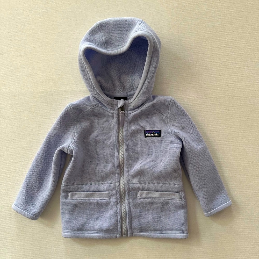 Patagonia 6-12 Months Kids Light Blue Hoodie Jacket Full Zip